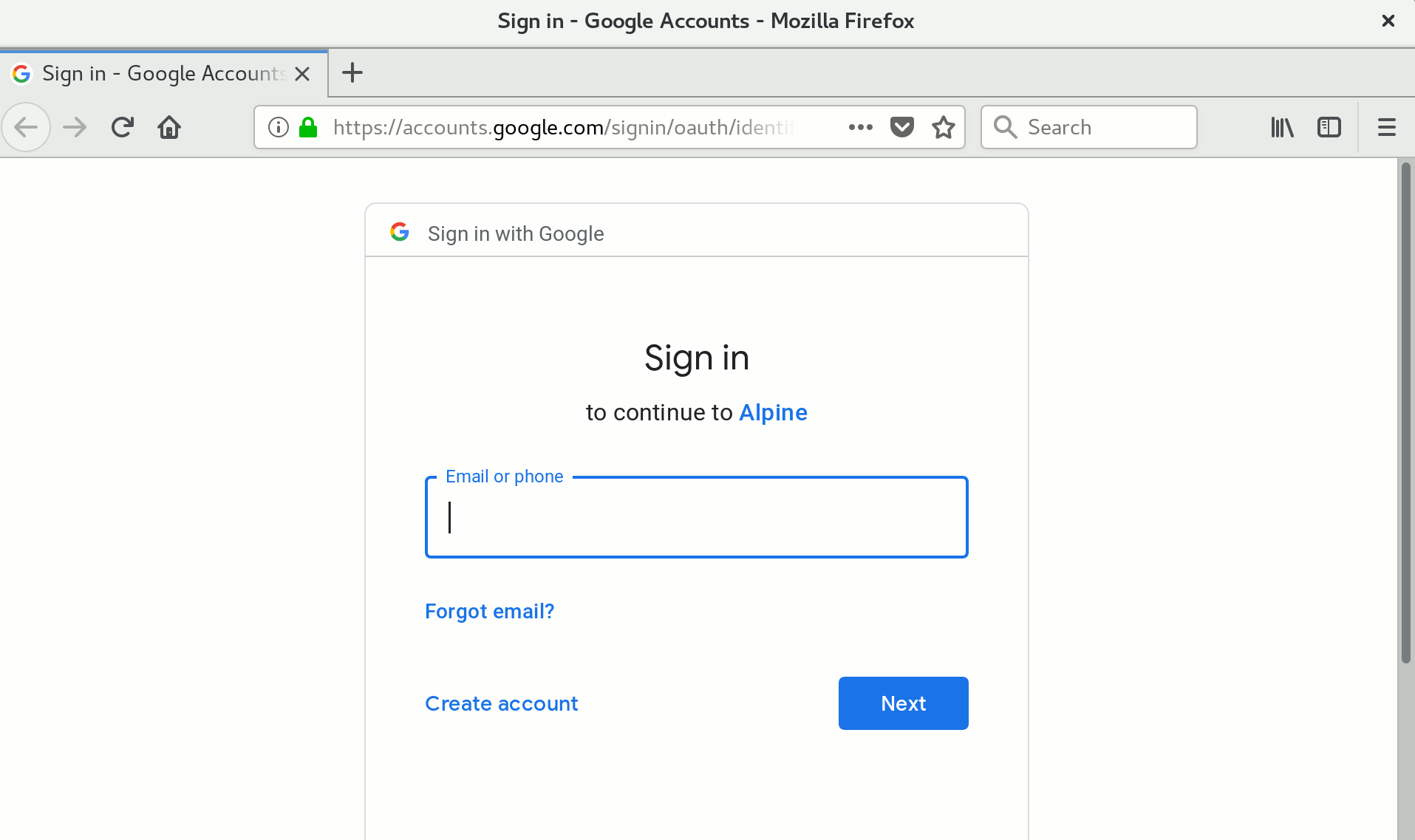 Login Screen for Gmail
